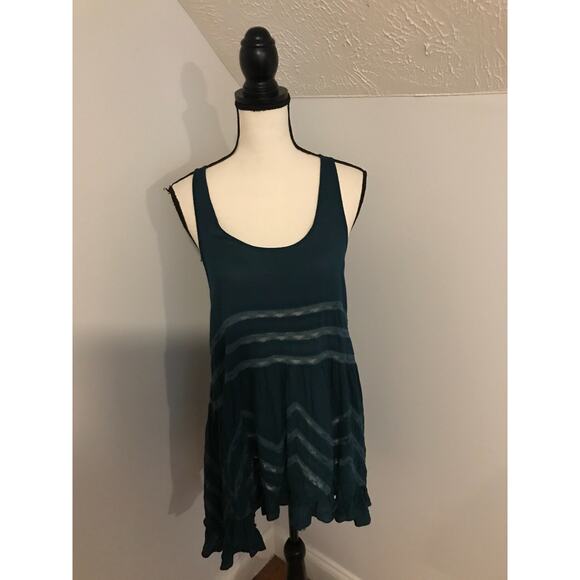 Intimately Free People Green Voile and Lace Trapeze Slip Mini Dress - Size Small - Picture 1 of 11
